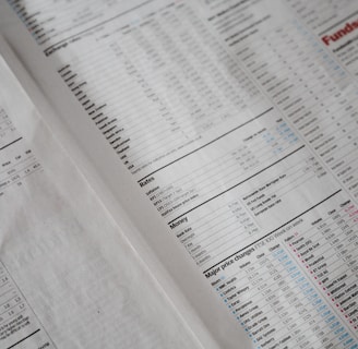 A newspaper page focused on financial information, including stock market data, recent issues, rates, major price changes, and investment fund details. Columns of numbers are interspersed with headings and small charts, printed on plain paper with a slightly off-white background.